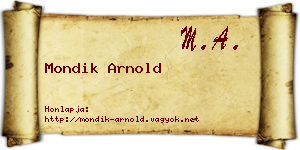 Mondik Arnold névjegykártya